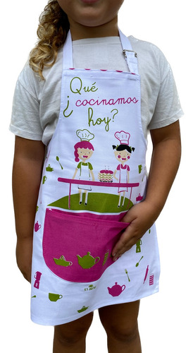 Kit Conjunto Infantil Delantal Estampado + Gorro Cocina