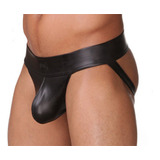 Tanga Suspensorio En Cuero Cuerina Latex Para Hombre