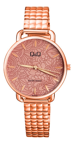 Reloj Q&q Qyq Flowers Qc27j201 Cuadritos Acero + Estuche