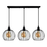 Pendente Trio Aramado Globo Barra Nordic  Retro Vintage Loft