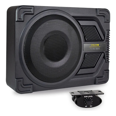 Subwoofer 10 Pulgadas Amplificado con Control remoto al tablero Potente para Auto Camioneta de bajo del asiento Steelpro Nano1000 1000W MAX MOSFET incorporado | Meses sin interés
