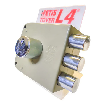 Cerradura De Sobreponer Pintada Beige 3 Bulones Mod. L-4c | Envío gratis