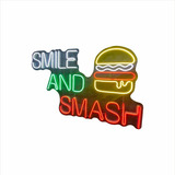 Painel Neon Led Smile And Smash Burguer Iluminação 80 Cm Cor Colorido 110v/220v