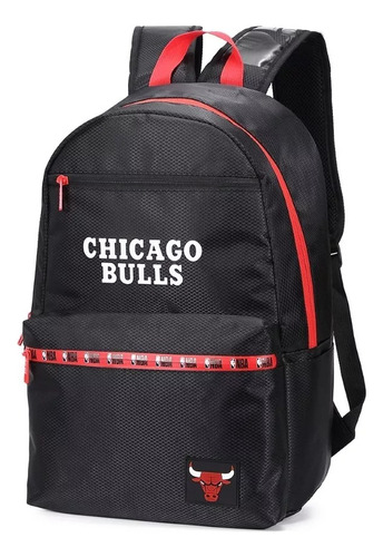 Mochila Escolar Urbana Deportiva Nba Resistente Reforzada Color Negro Chicago Bulls 22083 Diseño De La Tela Liso