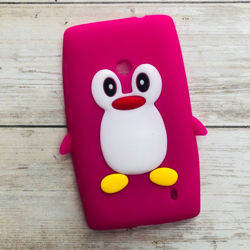 Funda Silicona 3d Pinguino Para Celular Nokia Lumia 520