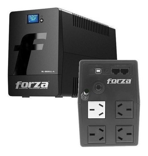 Ups Soft + Estabilizador Forza Sl-802ul-a Smart  800va/480w Color Negro