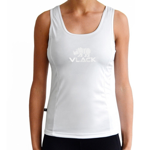 Musculosa Deportiva Mujer Vlack Cumin Blanca Logo Blanco