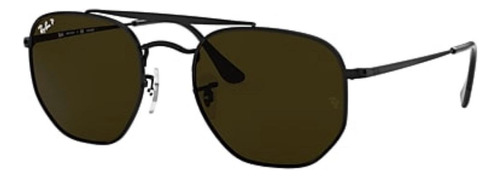 Óculos De Sol Polarizados Ray-ban General Marshal Small Armação De Metal Cor Polished Black, Lente Green Clássica, Haste Polished Black De Metal - Rb3648