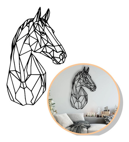 Cuadro Decorativo Minimalista Mdf Caballo Geométrico 6mm