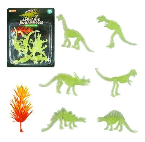 Kit 6 Dinossauro Esqueleto Miniatura Brinquedo Jurássico Rex