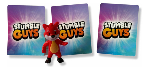 Figura 7cm Red Fox Stumble Guys + 3 Tarjetas Al Azar