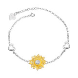 Pulsera Girasol Joyas Plata 925 Corazón Regalos Mujer