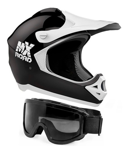 Kit Casco Cross H5 Mx Road + Antiparras Atv Enduro Sti Motos