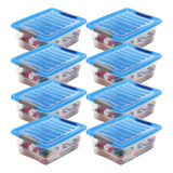 Organizador Plástico X8 Con Tapa 10 Litros Caja Transparente