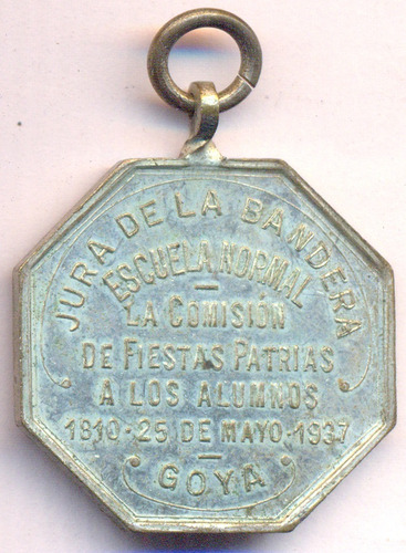 Medalla Corrientes Goya Jura Bandera Escuela Normal 1937