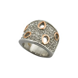 Anillo Acero Quirúrgico Cardinal Cubics Bcos Y Acero Rosée