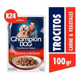 Champion Dog Trocitos En Salsa Carne Y Vegetales 24x100g