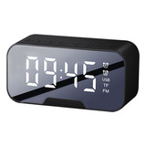 Reloj Despertador Digital Bocina Bluetooth Y Radio Fm Color Negro