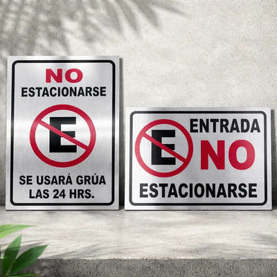 Kit 2 Señalamientos No Estacionarse En Lámina Metalizada Color No estacionarse 4 | Meses sin interés