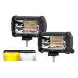 Faros Barra Luz Led 36w Bicolor Blanco Ámbar Alto Brillo 