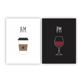 Placa Quadro Mdf 30x40cm Am Café Pm Vinho Wine Taça Coffee