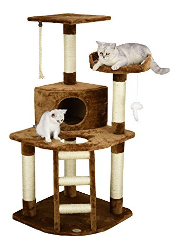 Árbol De Gato Esquinero Con Rascadores Y Juguetes, Marrón