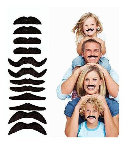 Juego De 12 Bigotes Falsos Para Fiesta De Halloween, Navidad