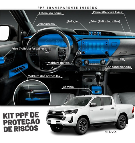 Kit Películas Ppf Anti Risco Interior Toyota Hilux 2022 2023