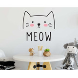 Adesivo Parede Gato Meow 65x65cm