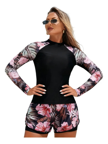 Traje De Baño Mujer Manga Larga Dos Piezas Tankini Para Dama | Meses sin interés