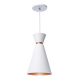 Pendente Lustre Pequim 30cm Em Alumínio Branco Com Cobre 110v/220v