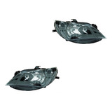 2- Faros Fondo Negro Para Seat Ibiza 2013/2017 Tyc