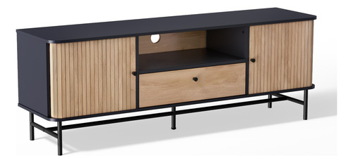 Rack De Tv Top Living Charcoal Con Puertas Corredizas