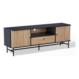 Rack De Tv Top Living Charcoal Con Puertas Corredizas