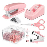 Paquete De 6 Suministros De Oficina Rosados, Kit De Accesori