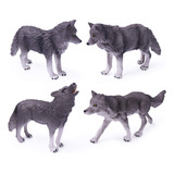 Juego De 4 Figuras De Juguete De Lobo Para Nios, Figuras De