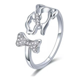 Anillo Perro Ajustable Perrito Plata 925 Joyas Mujer