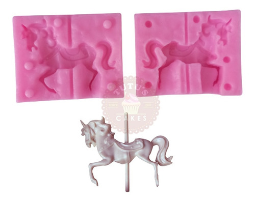 Molde Silicona Carrusel Caballo 3d Fondant Porcelana 