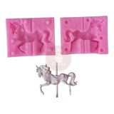 Molde Silicona Carrusel Caballo 3d Fondant Porcelana 