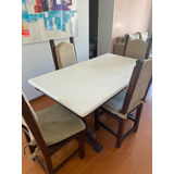 Juego De Comedor 6 Sillas + Mesa Algarrobo Macizo