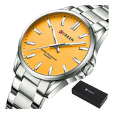 Relojes De Hombre Luminosos De Acero Inoxidable Curren Busin Color Del Fondo Silver Yellow