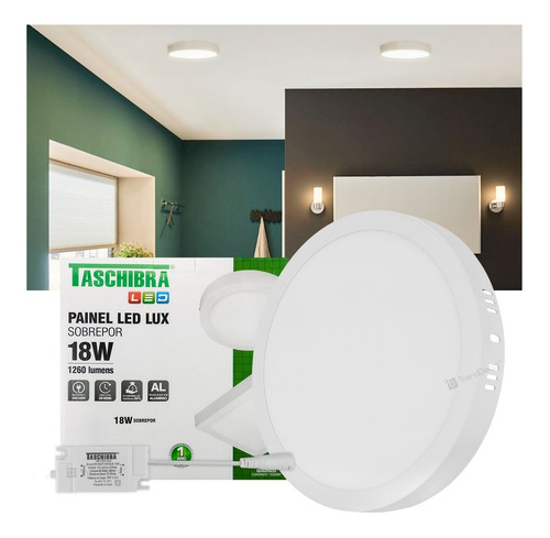 Paflon Taschibra Led 18w Rd. Sobrepor Iluminação Sala Quarto