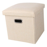 Muebles De Banco De Taburete De Pie Plegable Otomano Beige