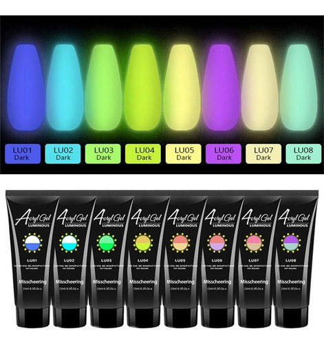 8bottles 15ml Uv Uñas Art Gel Esmalte De La Noche Brillo