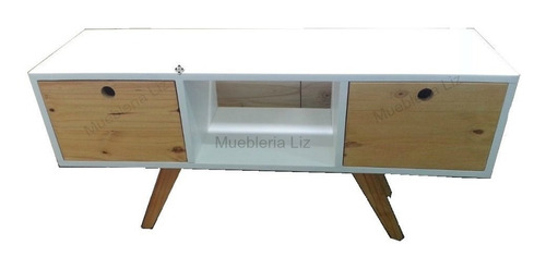 Mueble De Tv Retro Vintage 120 Cm. Blanca- Natural 