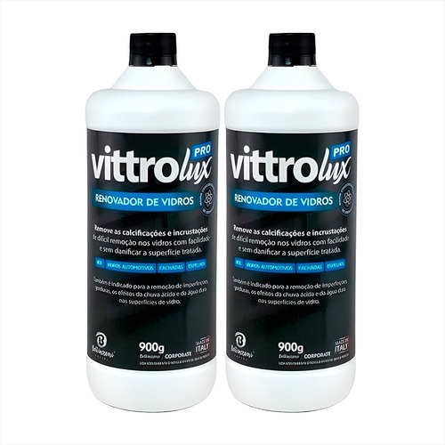 Renovador De Vidro Limpeza Extra Forte Vitrolux Pro Kit C/2