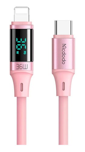 Cable Para iPhone Pantalla Digital Carga Rápida 1.8m - Rosa