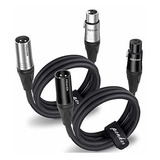 Cable Xlr 3ft, 2 Pack Micrófono Balanceado 3 Pin