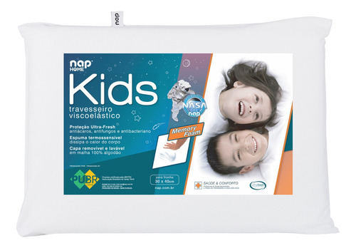 Travesseiro Infantil Nasa Nap Kids Viscoelástico Algodão