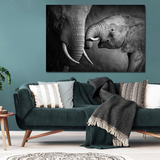 Elefantes Mama E Hijo 100x140 Marco Flotante Cuadro Canvas 